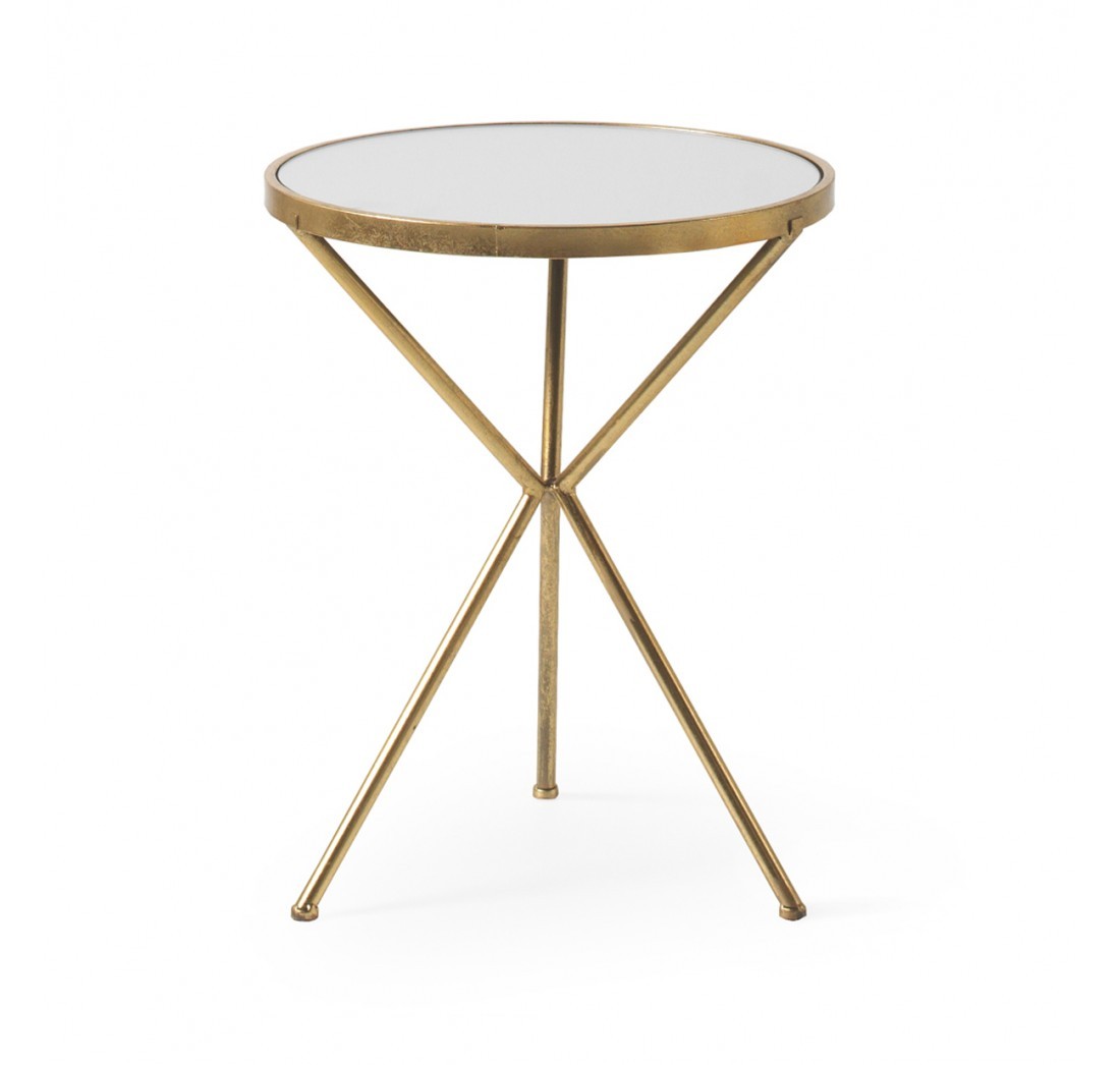 Mesa auxiliar THAIS – metal Dorado – cristal