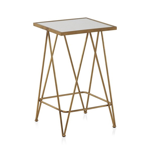 Mesa auxiliar EVORA – metal Dorado – cristal