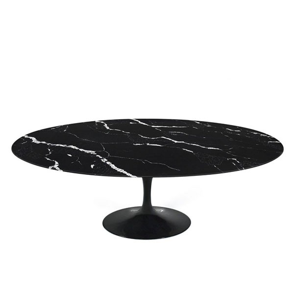 Mesa TULIP 180×108 – mármol y fibra de vidrio Negro – EERO SAARINEN Style