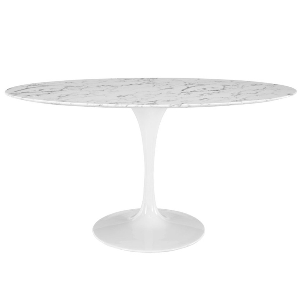 Mesa TULIP 160×90 – mármol y fibra de vidrio Blanco – EERO SAARINEN Style