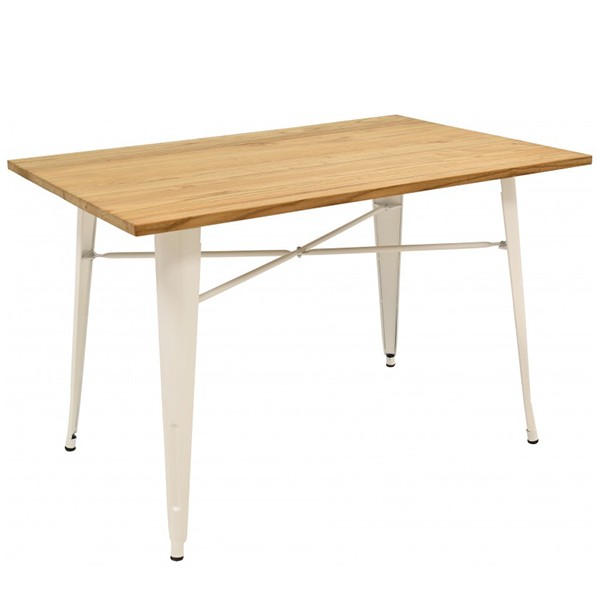 Mesa BRASSY TOLIX Style 160×80 – metal Blanco – madera Olmo