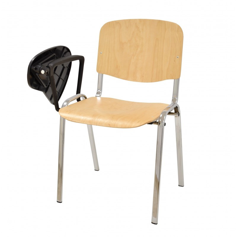 Silla de formación SKOOL con pala - madera Natural - metal Cromado
