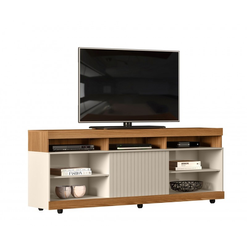 Mueble TV MIRLO 180×37 – madera de Roble y Blanco