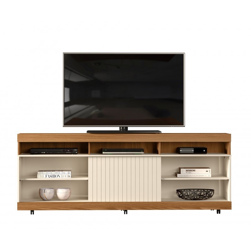 Mueble TV MIRLO 180x37 - madera de Roble y Blanco