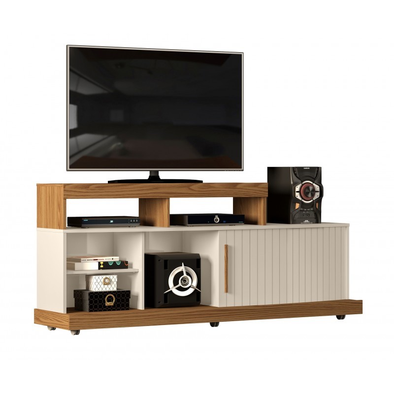 Mueble TV MIRLO 160×40 – madera de Roble y Blanco