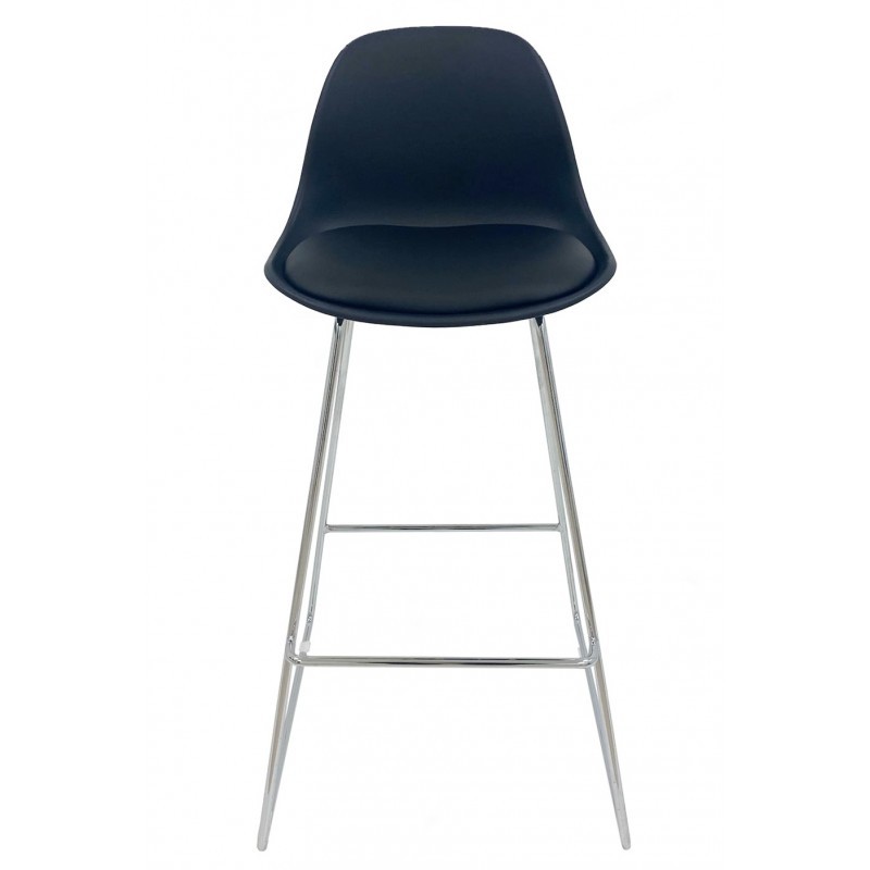 Taburete alto ORLANDO FLAK H75 - similpiel Negro - metal Cromado