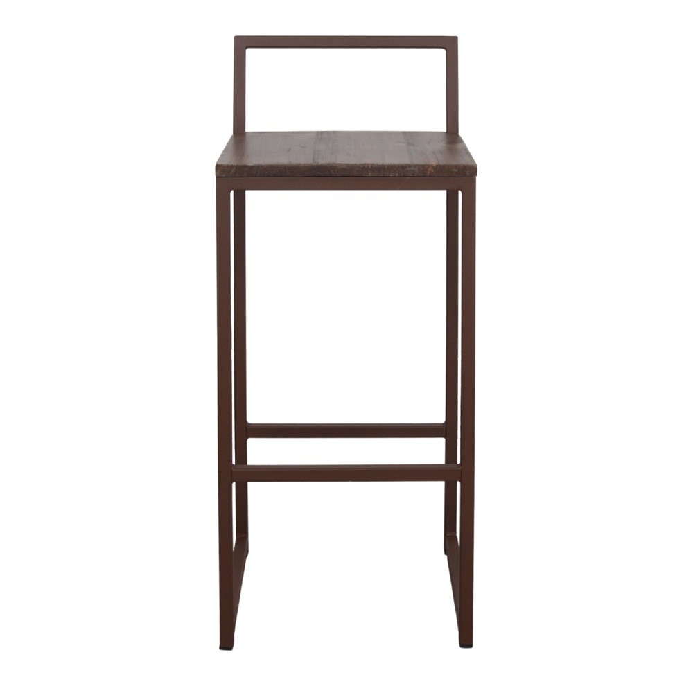 Taburete alto AMELADA H72 - hierro Óxido - madera envejecida