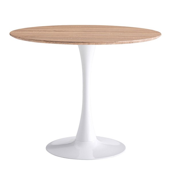 Mesa TULIP 90 – melamina Natural y metal Blanco – EERO SAARINEN Style