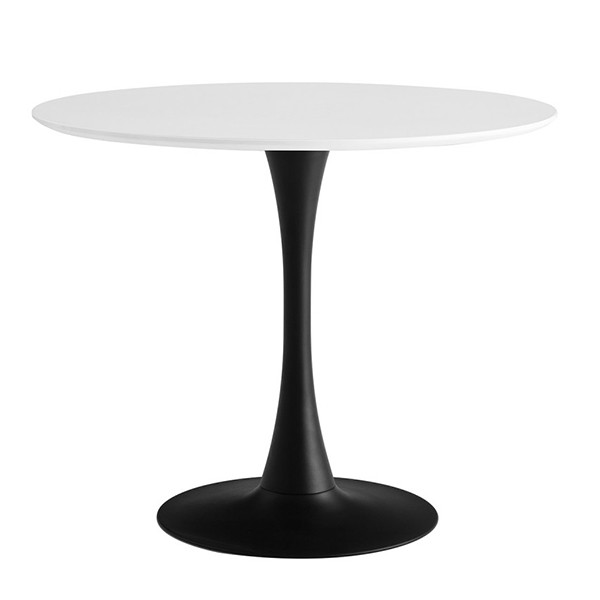 Mesa TULIP 90 – melamina Blanco y metal Negro- EERO SAARINEN Style