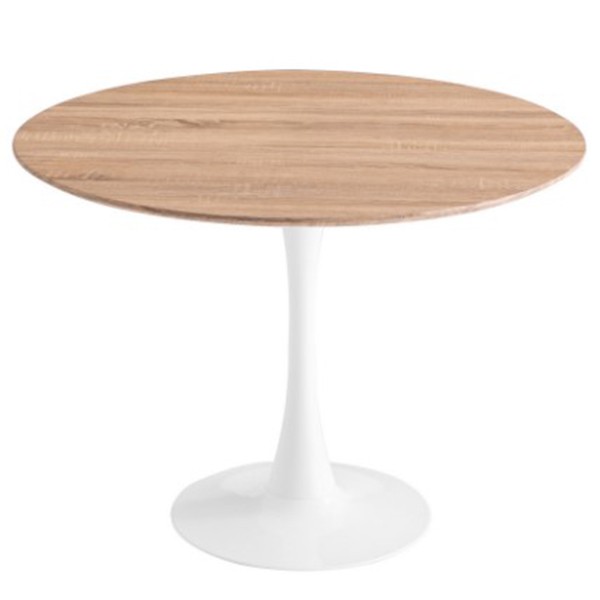 Mesa TULIP 120 – melamina Natural y metal Blanco – EERO SAARINEN Style