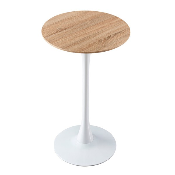 Mesa alta TULIP H100 - melamina Natural y metal Blanco - EERO SAARINEN Style