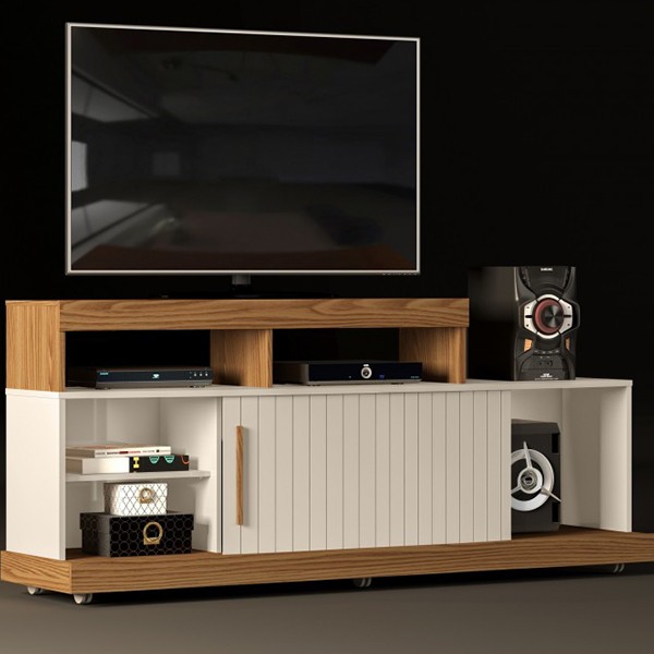 Mueble TV MIRLO 160x40 – madera de Roble y Blanco