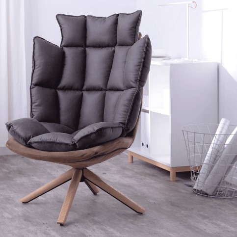 Sillón MONAX PLUS - patas madera - tapizado Marrón - cojín Gris