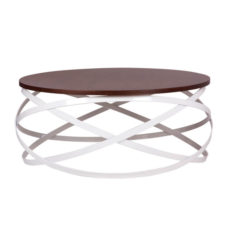 Mesa de centro ANDGUA – madera nogal y metal blanco Mesa de centro ANDGUA – madera nogal y metal blanco