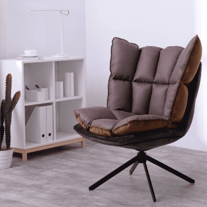 Sillón MONAX - patas metal - tapizado y cojín Marrón