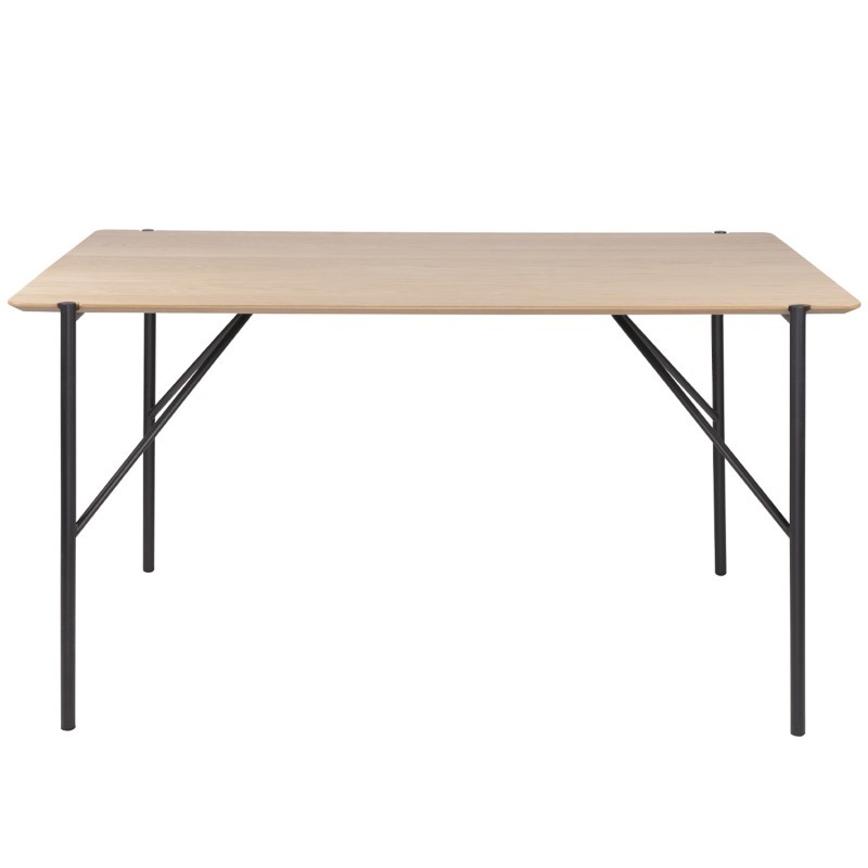Mesa de comedor ENKEL140x80 - metal Negro y chapado Roble