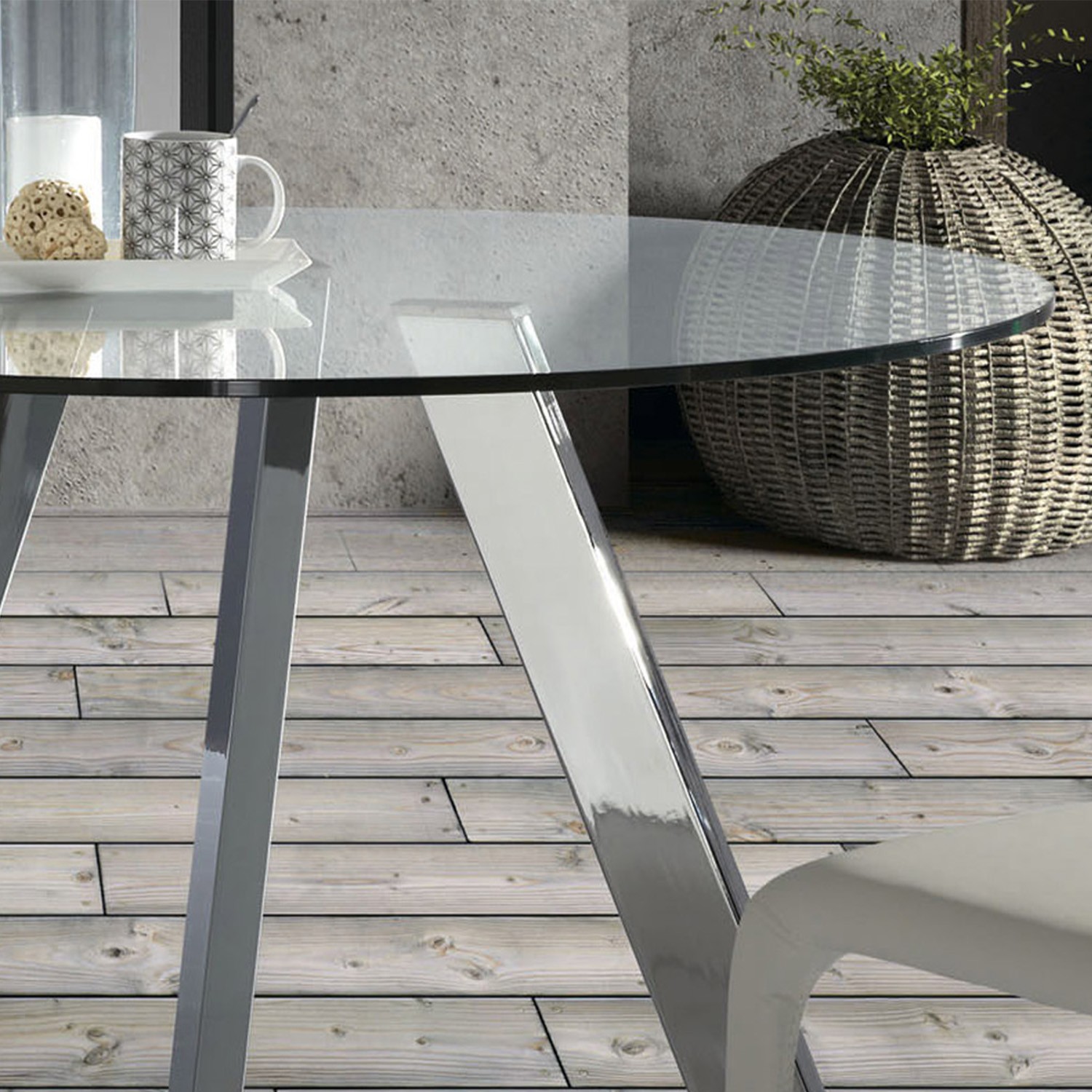 Mesa COLUMBIA 110 - Cromado - Cristal Transparente