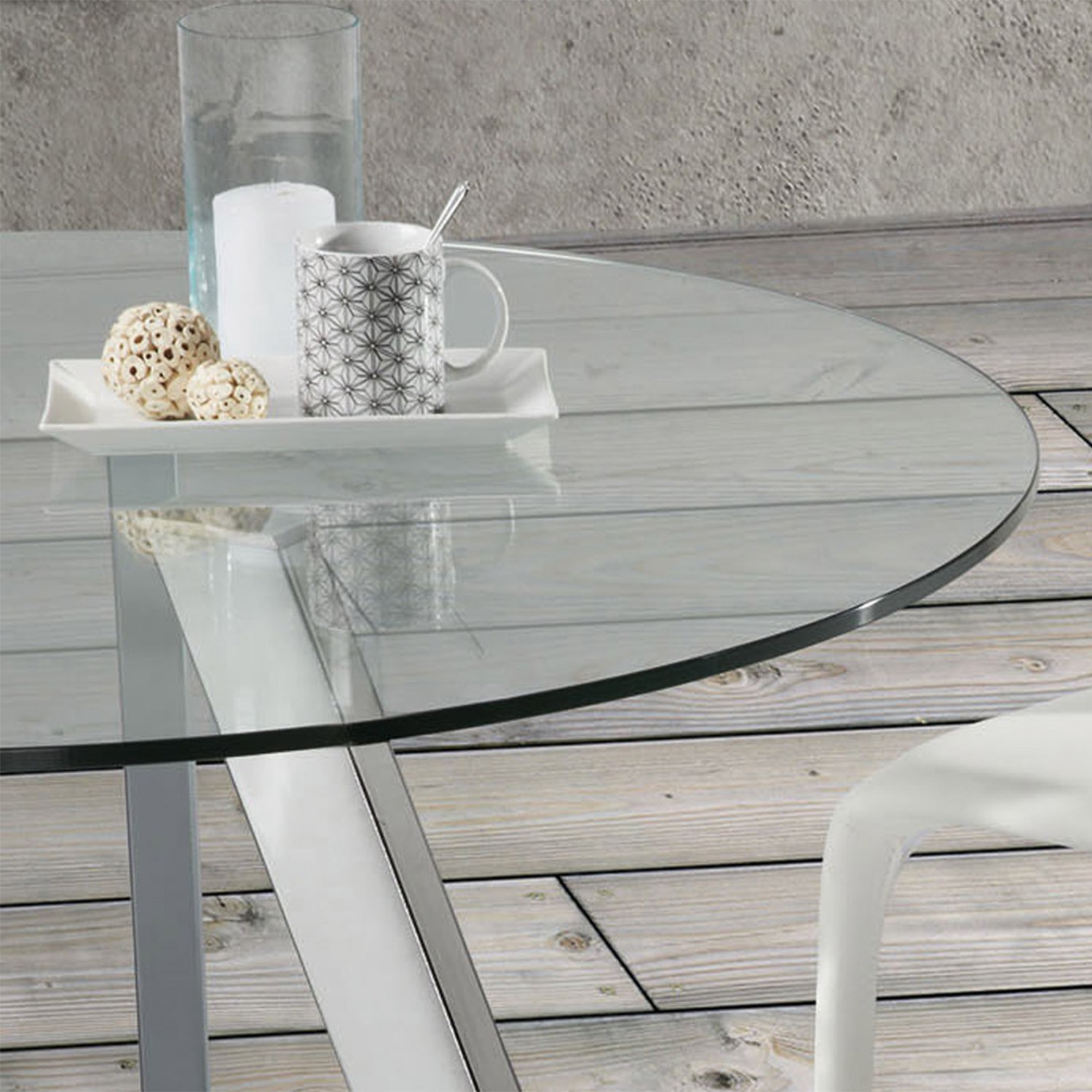 Mesa comedor COLUMBIA 130 cm - metal Cromado - Cristal Transparente
