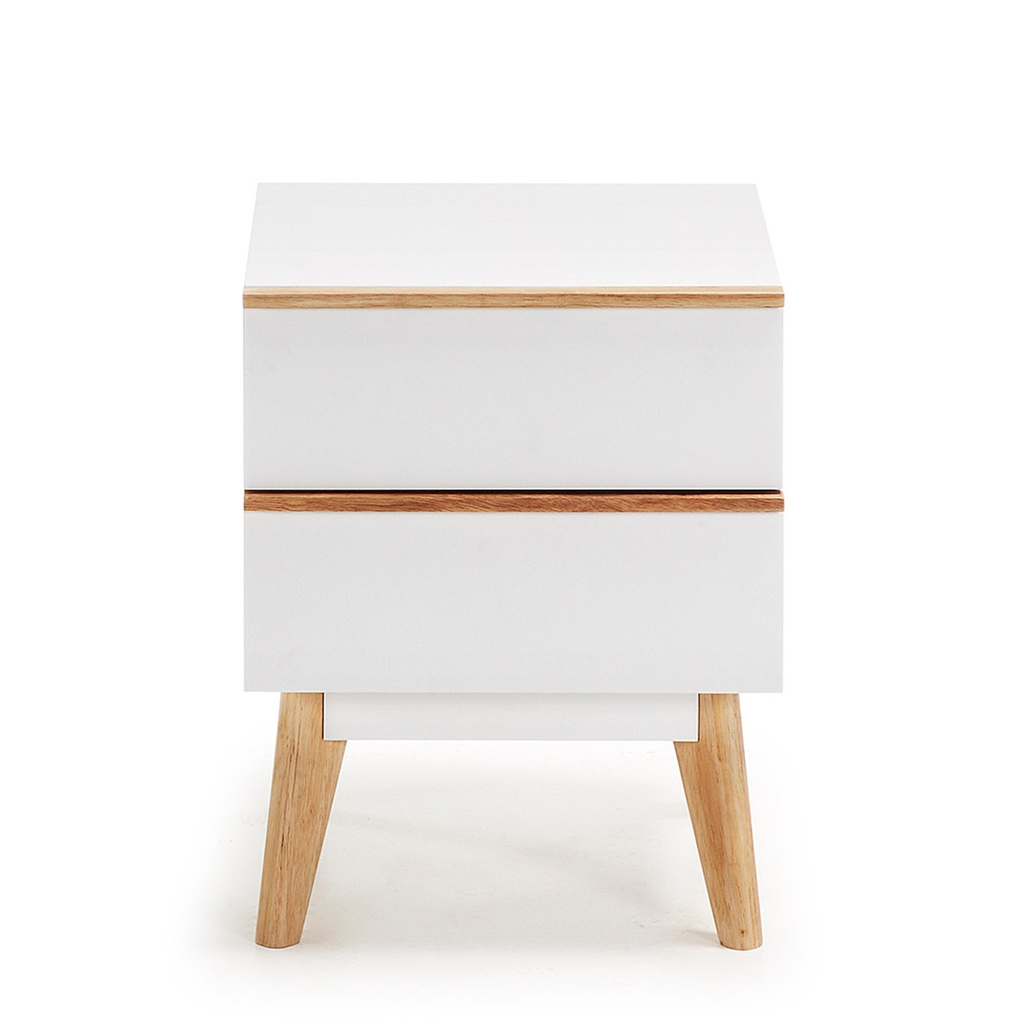 Mesita de noche cajonera MEETY - madera Haya - DM Blanco estilo escandinavo