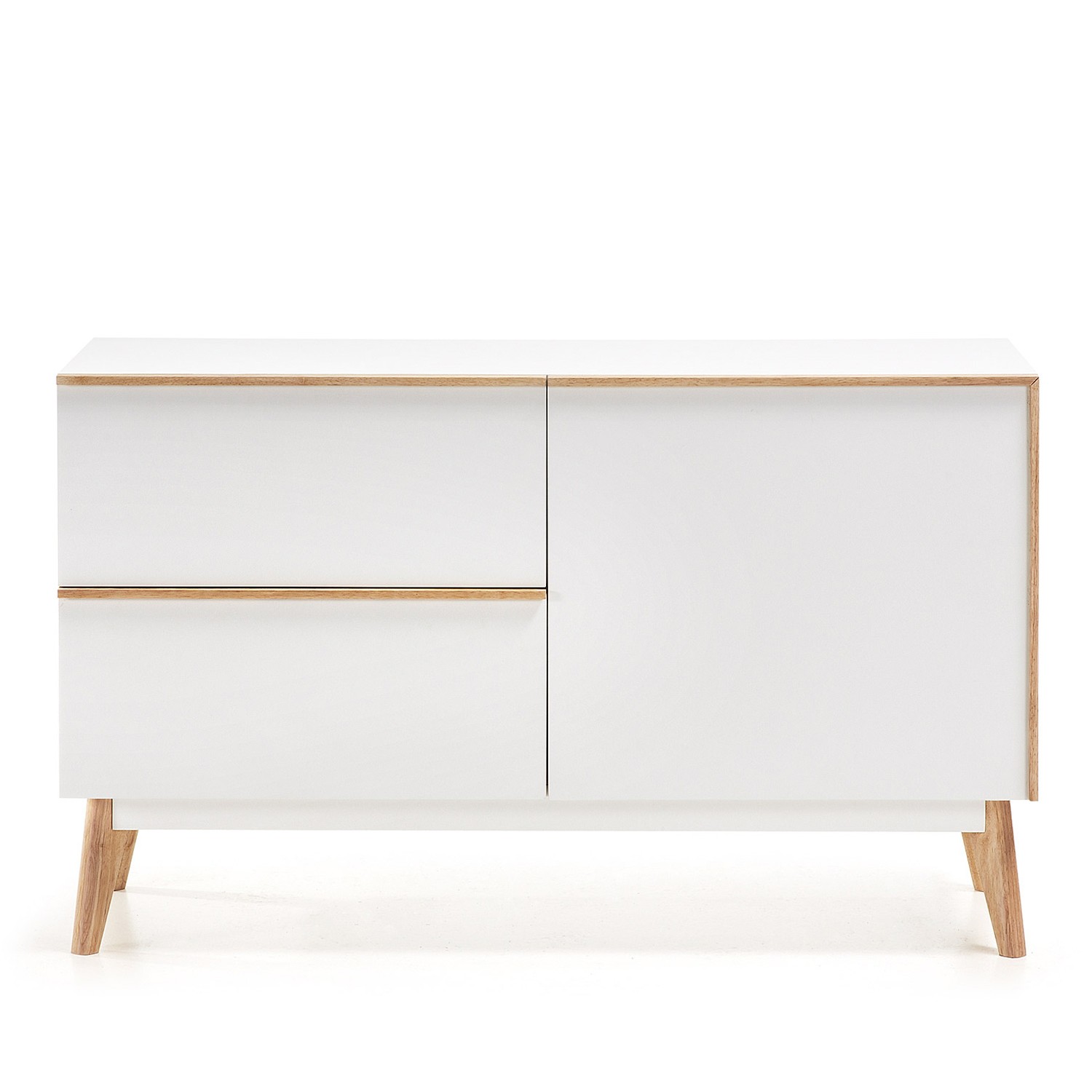 Cómoda aparador MEETY 120x40 - madera Haya - DM Blanco estilo escandinavo alta calidad