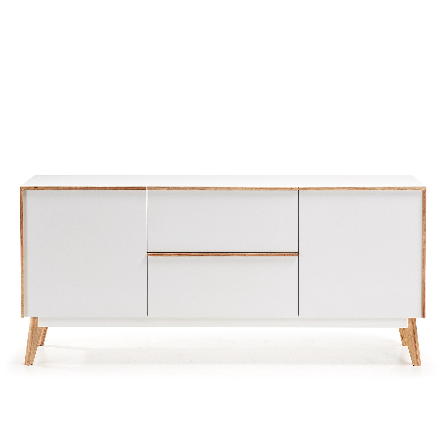 Cómoda bufete grande aparador MEETY 160x40 - madera Haya - DM Blanco estilo nordico