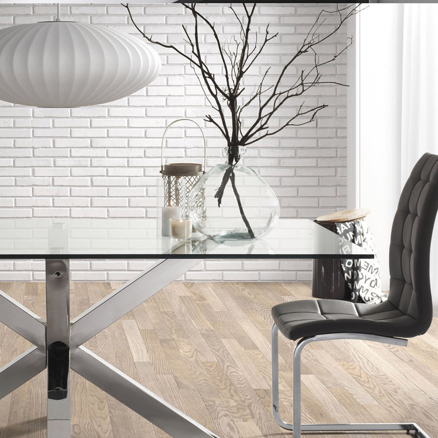 Mesa ARYA 200x100 - Pie Acero Inox Cristal Transparente