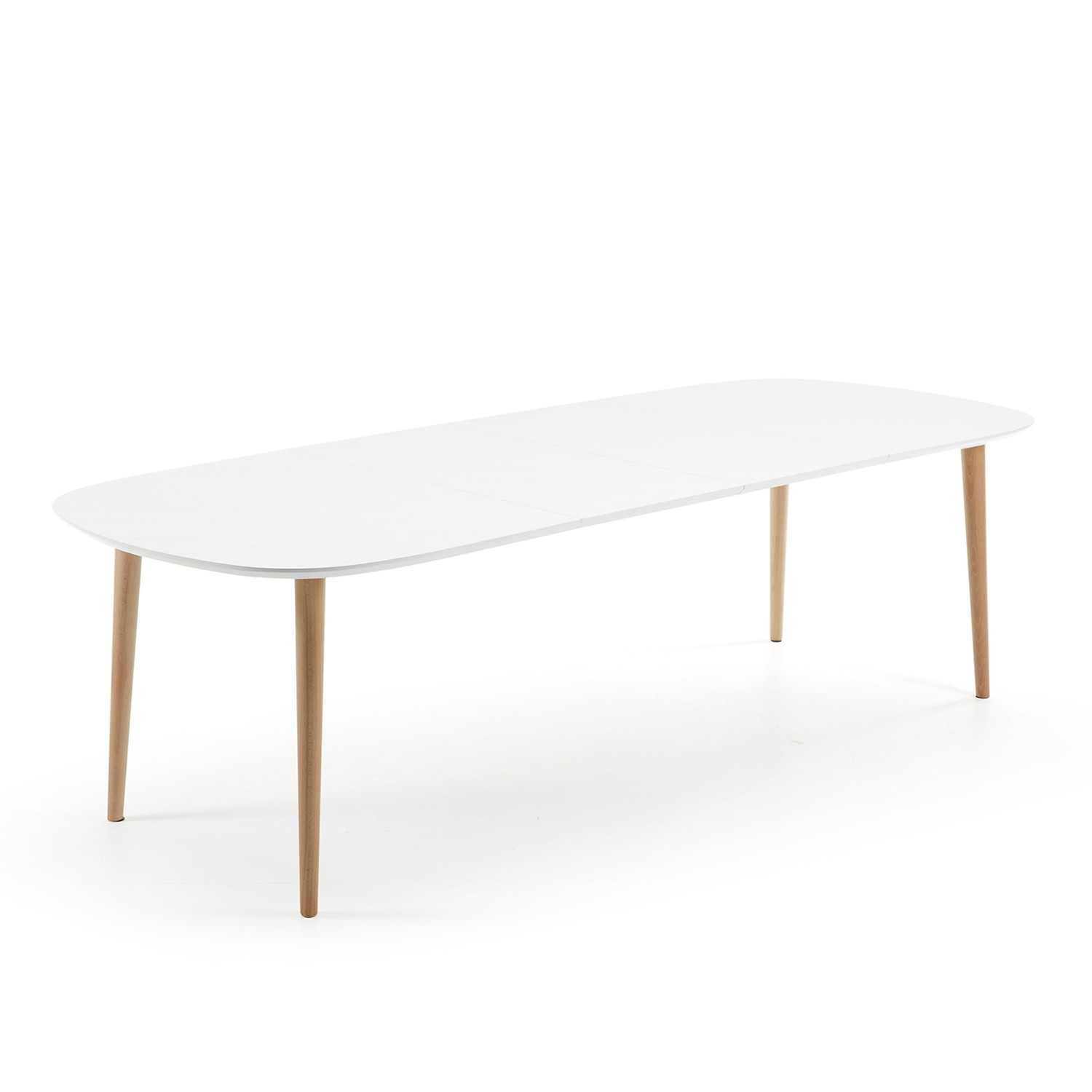 Mesa extensible OAKLAND rectangular 160-260 -madera Haya - DM Blanco